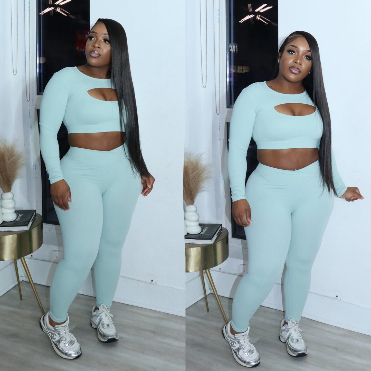 Peek-a-boo 2pc set (straight leg)
