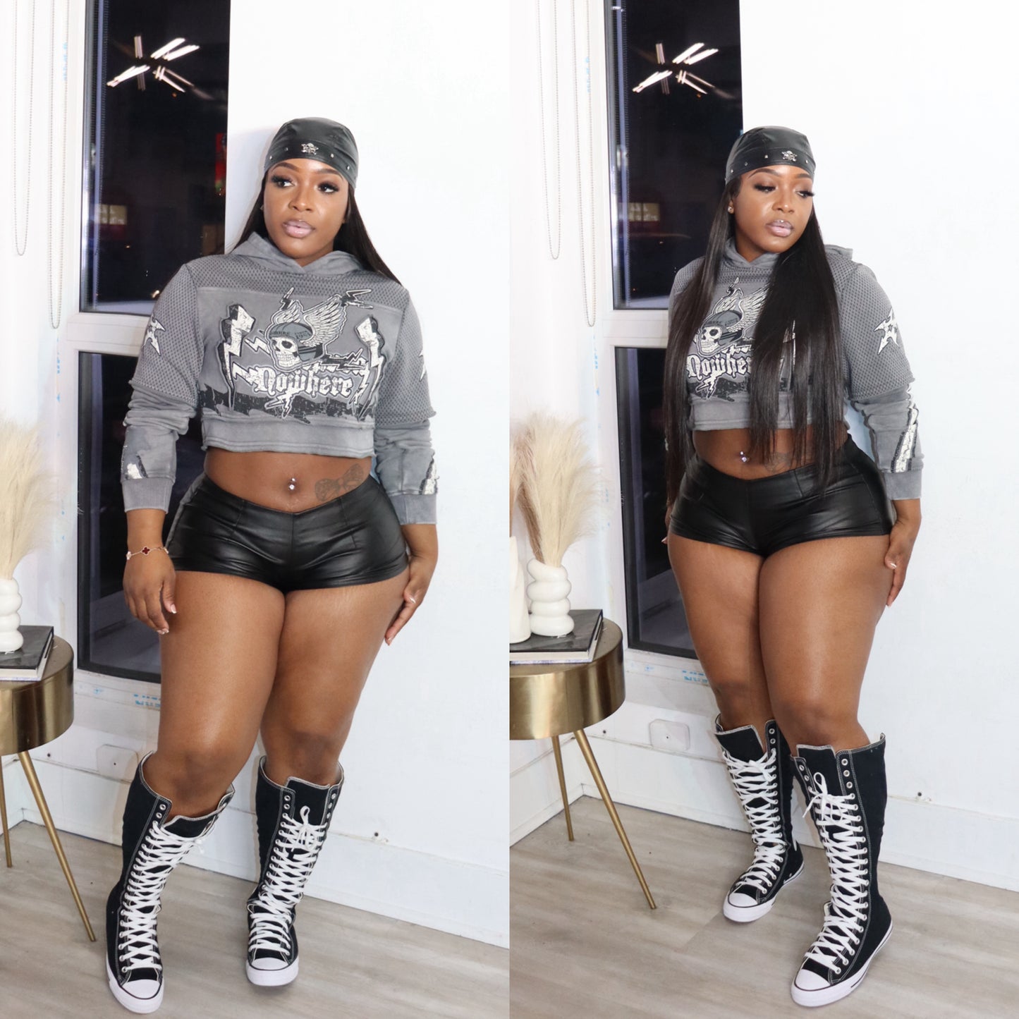 Cheeky leather shorts