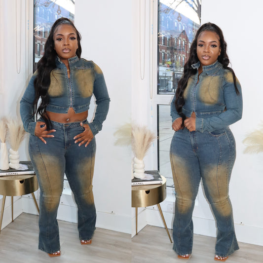 Aaliyah denim pants set