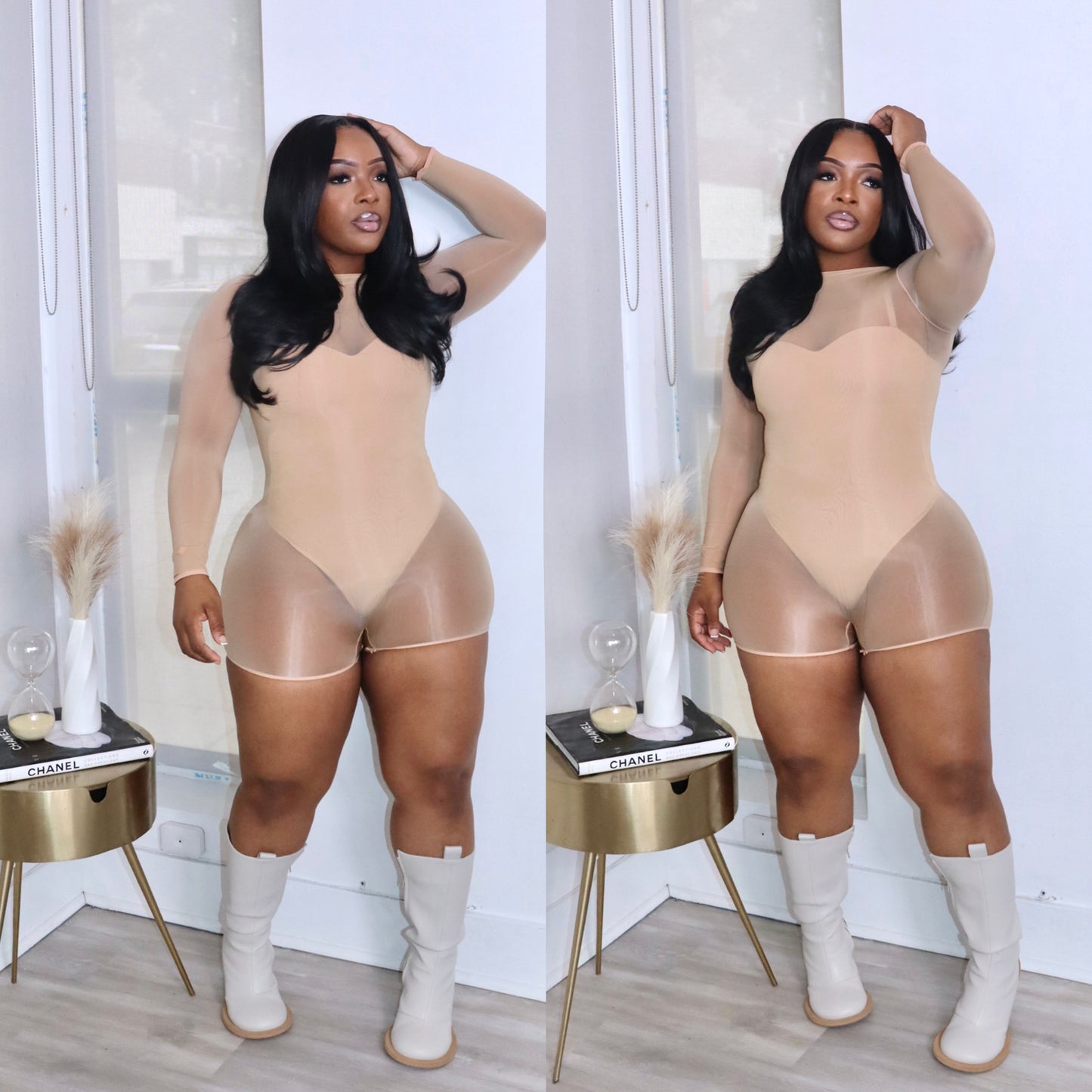 Short glossy stocking